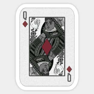 Ebony Queen Of Diamonds with White Cock Rooster Sticker